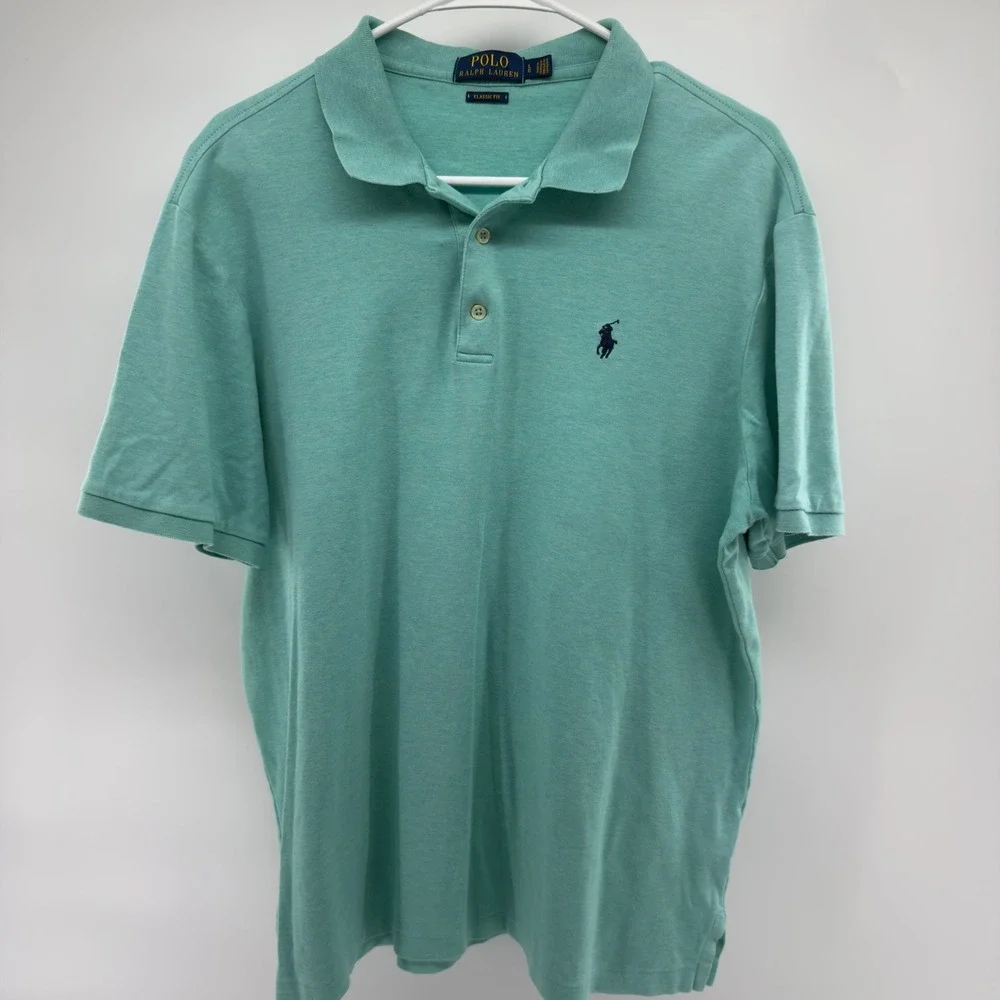 Polo Ralph Lauren Mens Classic Fit Polo‎ Shirt Large Teal Green Heather